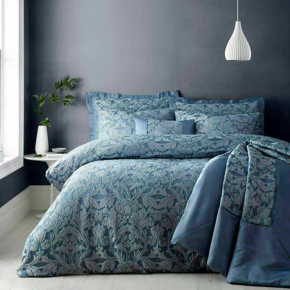 image 1 of Portfolio Home Blenheim Jacquard Bedding Duvet Cover Set Blue | Single