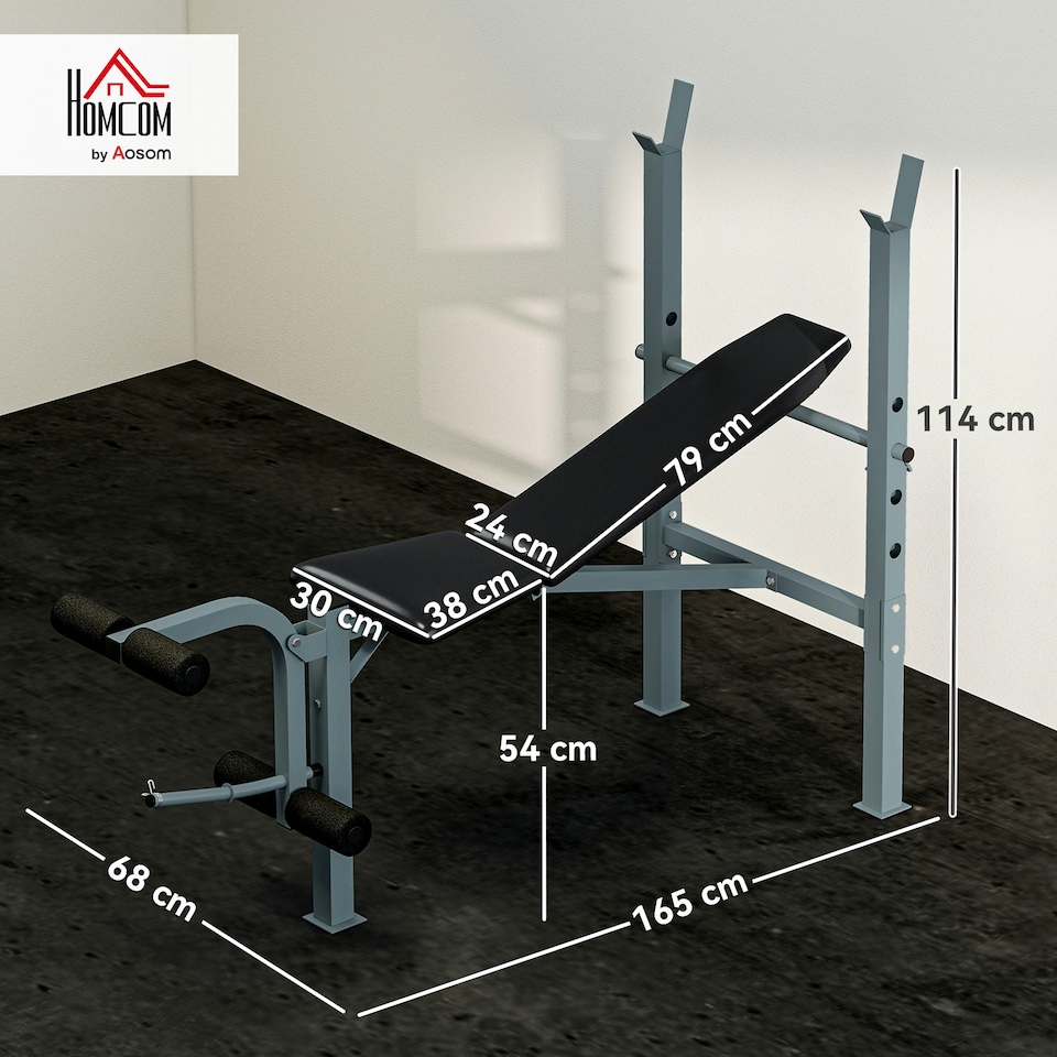 image 1 of HOMCOM Adjustable Multi Gym Weight Bench Barbell Stand Chest Leg Abs Training