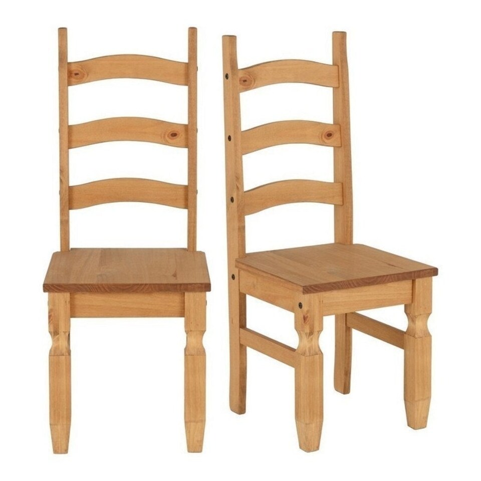 image 1 of Corona Dining Chair (Pack of 2) - L47 x W42 x H107 cm - Distressed Waxed Pine Brown