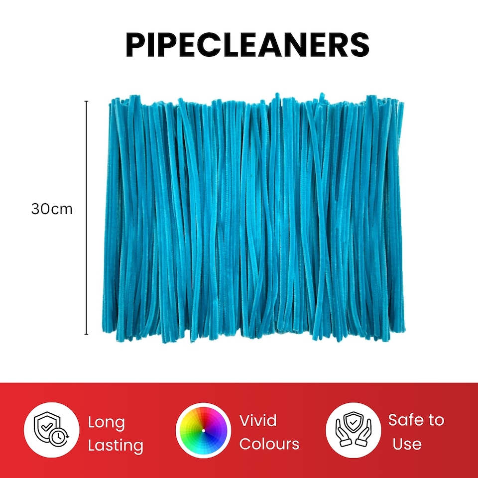 image 1 of Pack of 50 Burgundy Coloured Pipe Cleaners 30cm x 6mm Craft Chenille Stems