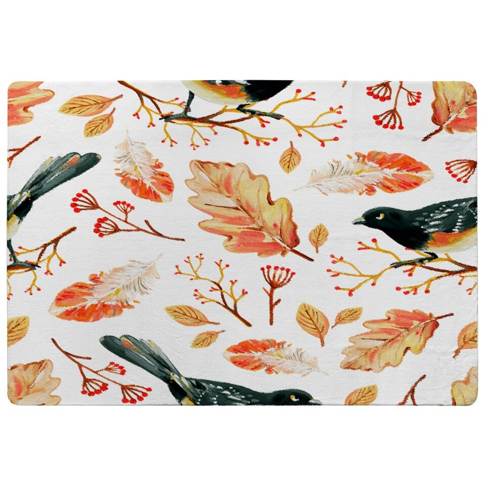 image 1 of Birds & Leaves in Autumn (Rug) Orange | XL: 160x230cm