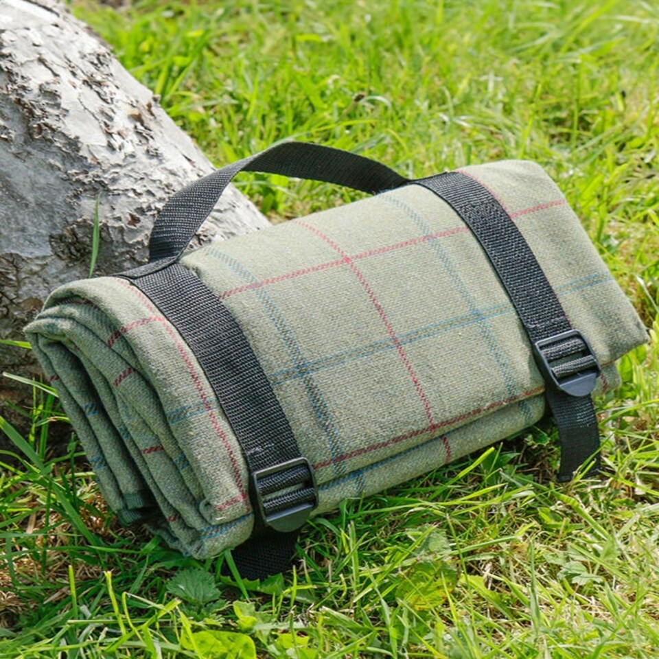 image 1 of Green Tweed Picnic Blanket