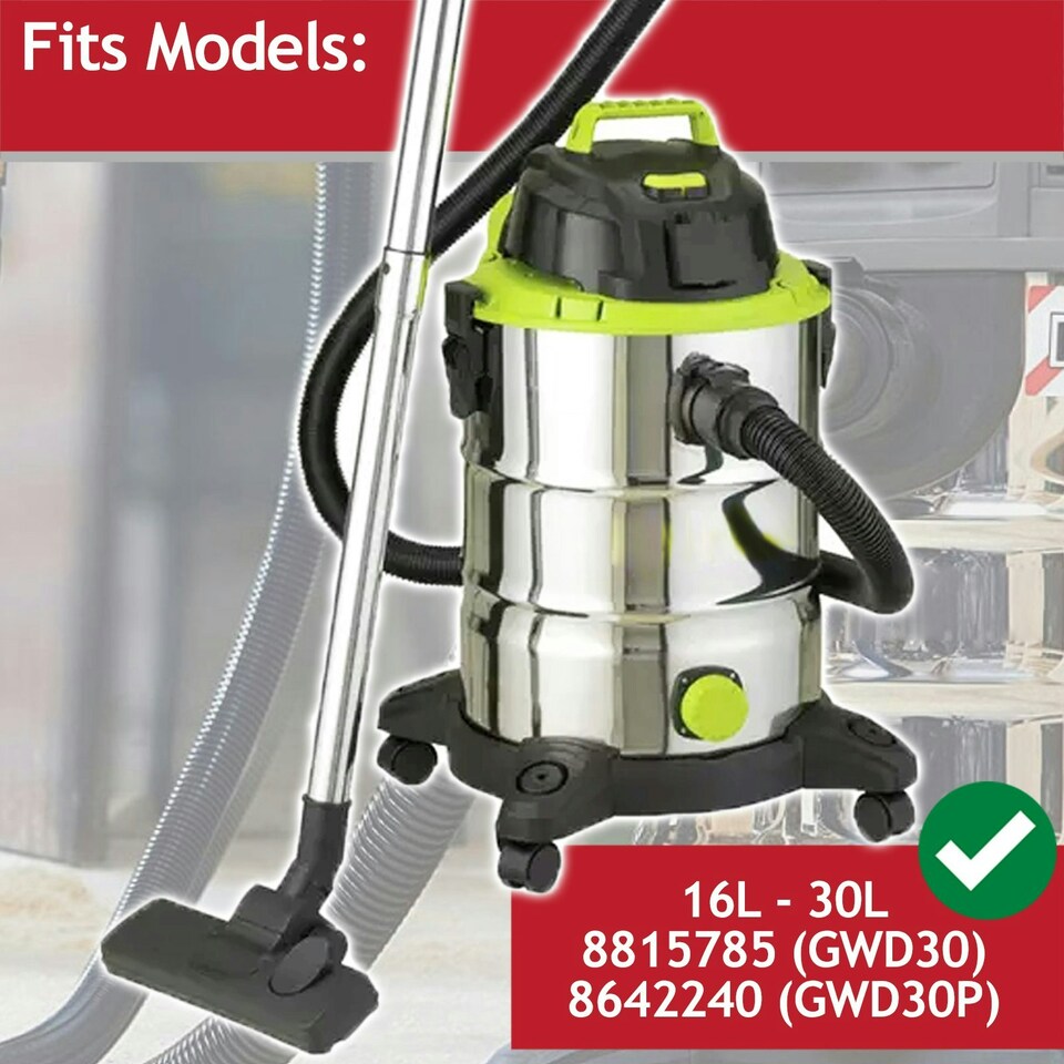 image 1 of SPARES2GO Wet & Dry Cartridge Filter + Foam Sleeve compatible with Guild 8815785 GWD30 8642240 GWD30P 16L 30L Vacuum Cleaner