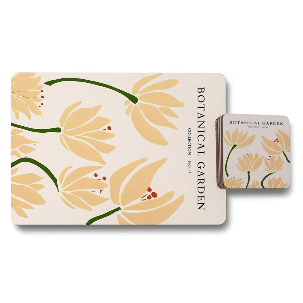 Botanical Garden Placemat Coaster Set No 45 Premium Wood Backed High End Print Premium Gallery Quality Artwork