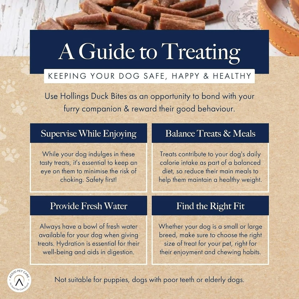 image 1 of Hollings Duck Bites Dog Training Treats, Delicious Duck Treats for Adult Dogs, High in Protein & Made with 100% Natural Ingredients (75g)