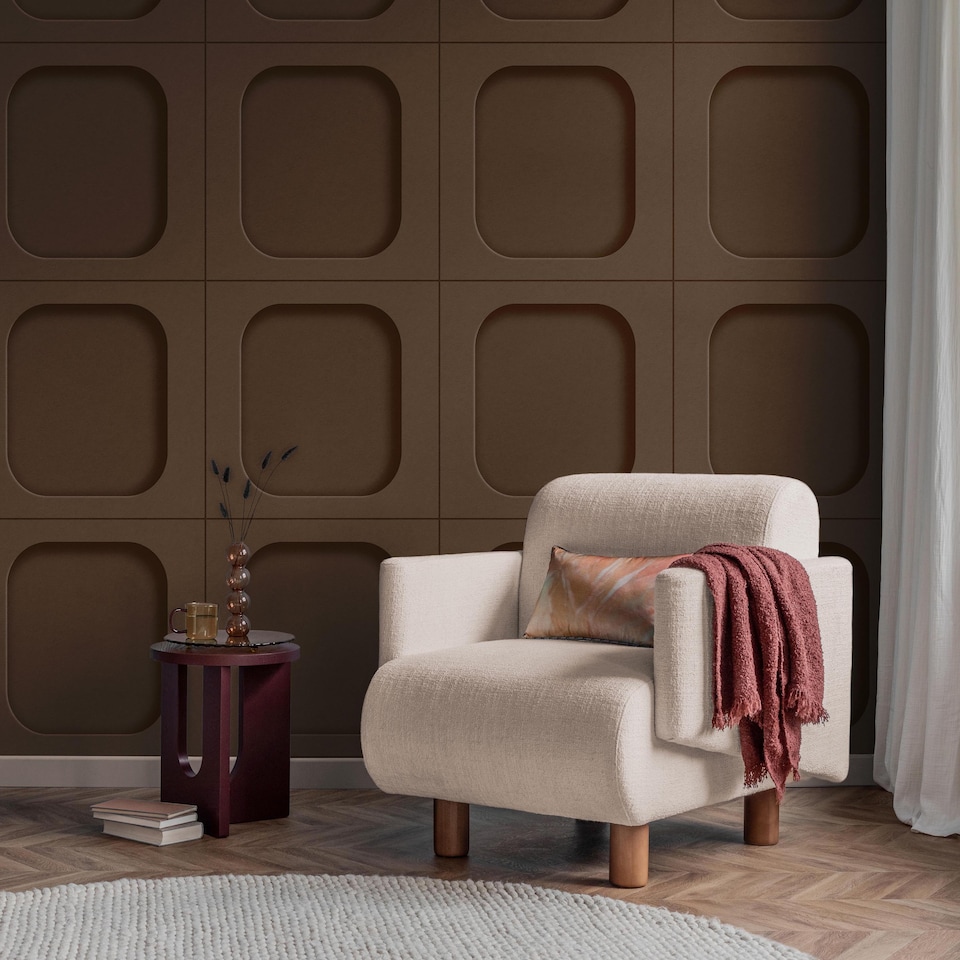 image 1 of Fine Decor FD43977 Sloane Panel Wallpaper, Clay