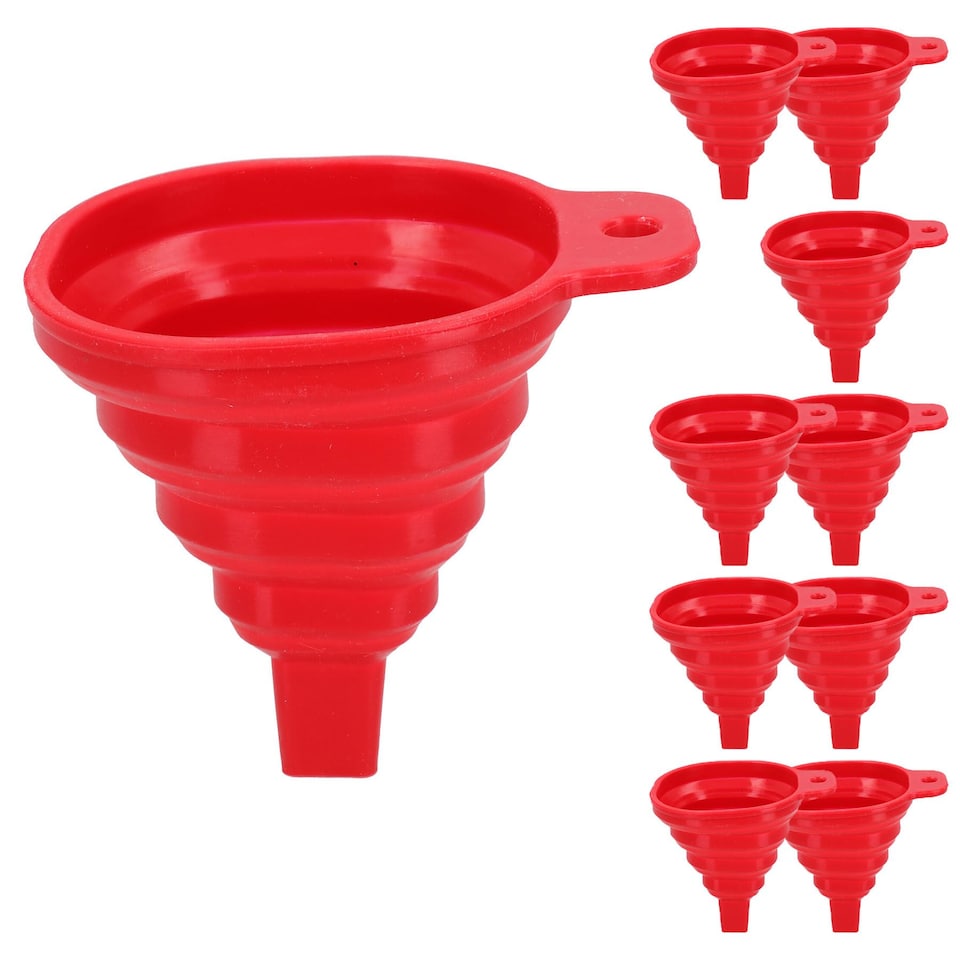 image 1 of Silicone Flexible Mini Collapsible Folding Foldable Funnel -40c – 230c Kitchen 10pk