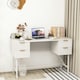 image 5 of COSTWAY Modern Computer Desk with 4 Drawers White