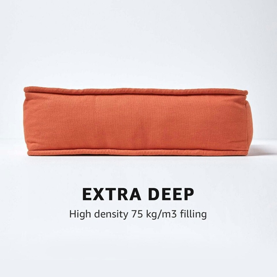 image 1 of Homescapes Terracotta Cotton Dining Chair Booster Cushion Orange