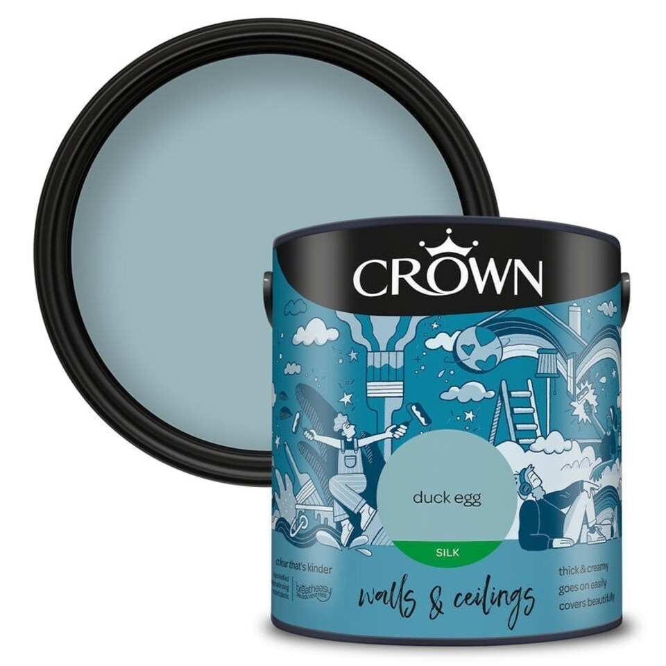 image 1 of Crown Walls & Ceilings Silk 2.5L Duck Egg