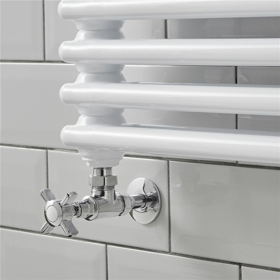 image 1 of 500mm (H) x 1000mm (W) Vertical Bathroom Towel Radiator - (Sailsbury - White) - (0.5m x 1.0m)