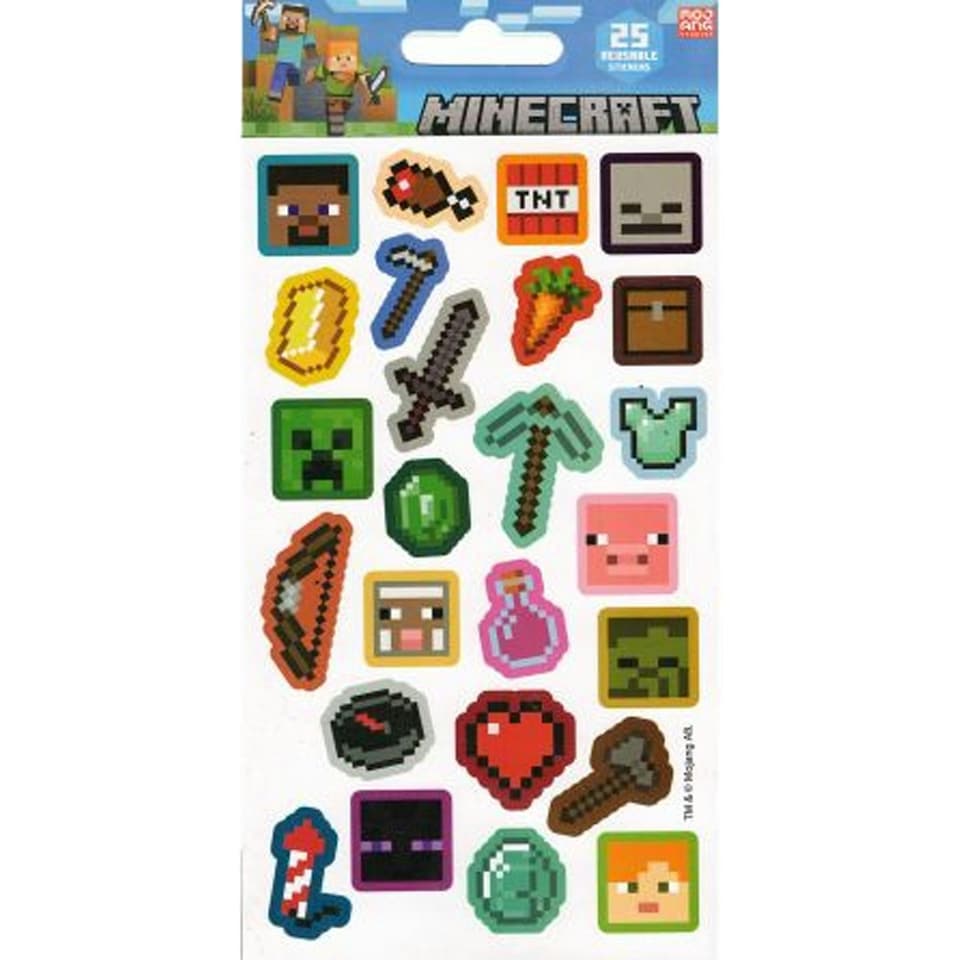 image 1 of Minecraft Reusable Icons Stickers (Pack of 25) - Multicoloured - One Size
