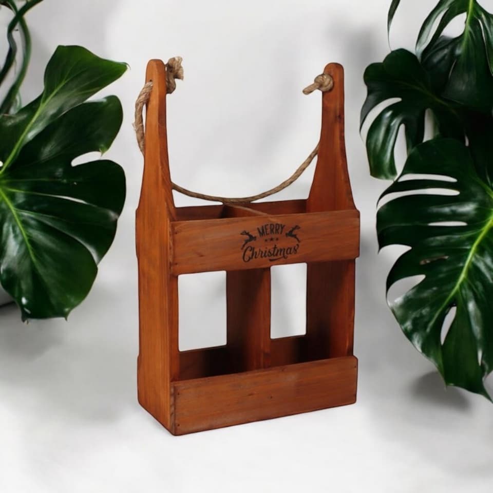 image 1 of 2 Bottle Wine Holder - Wood - L10 x W21 x H39 cm