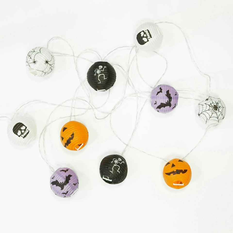 image 1 of Halloween Paper Lantern String Lights, 2M 10 LED