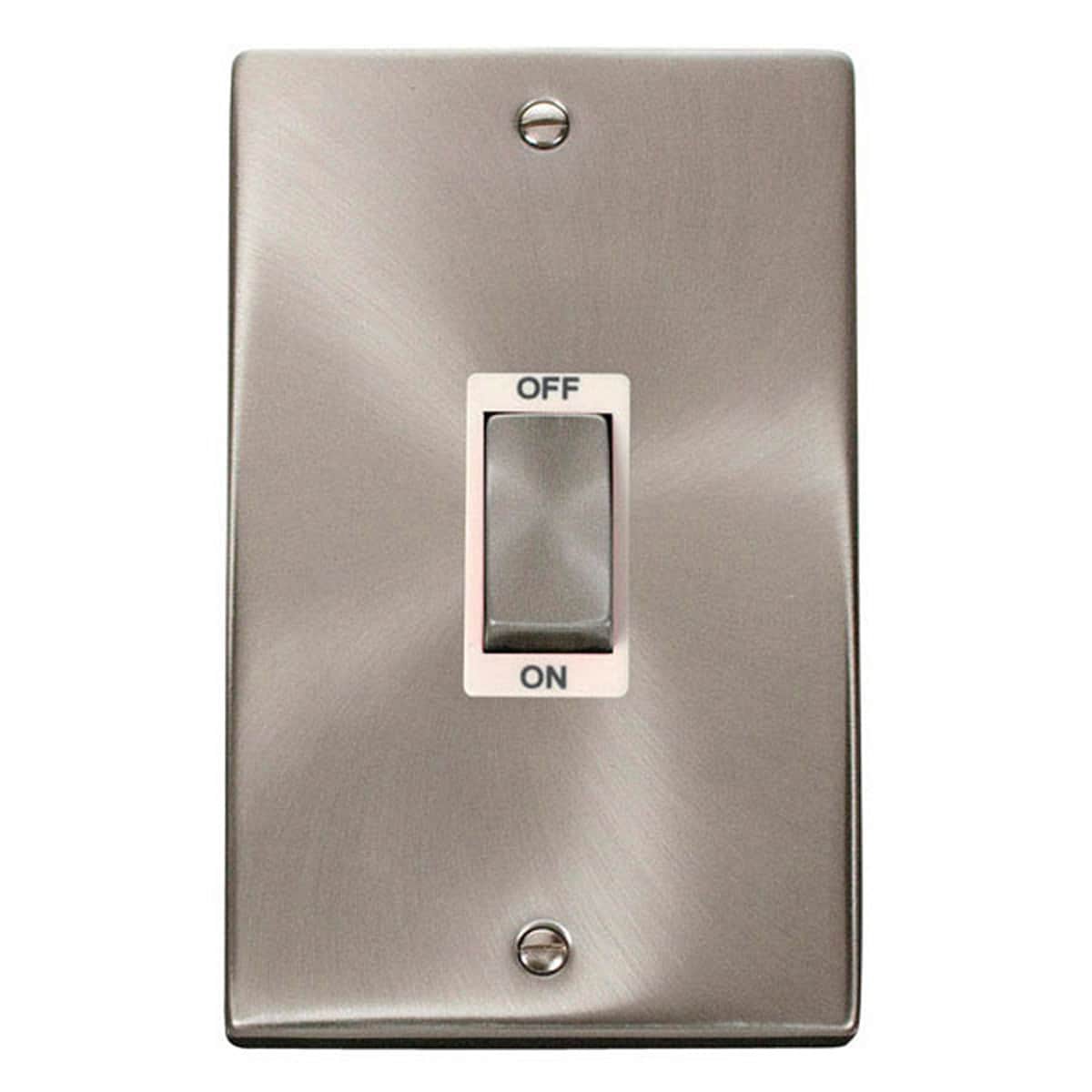 SE Home Satin / Brushed Chrome 2 Gang Ingot Size 45A Switch in Metallic Silver