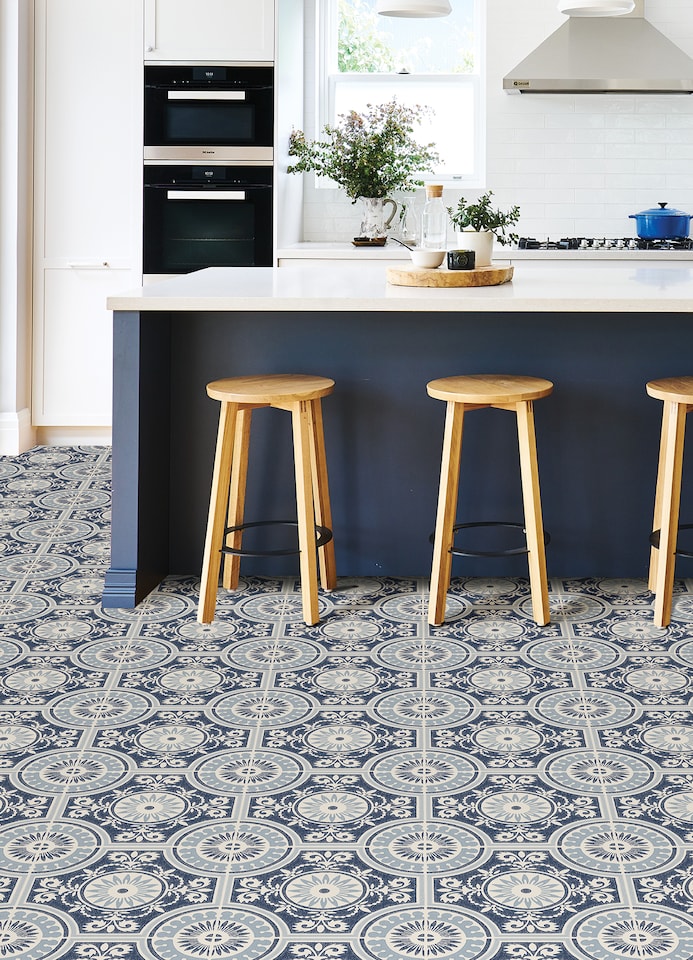 image 1 of Floorpops Ezra Blue Peel & Stick Floor Tiles, FP4664