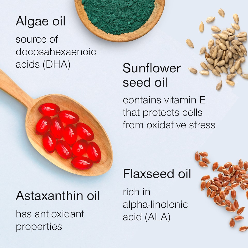 image 1 of SuperSelf Vegan Omega-3 from Algae Oil with Flaxseed Oil, Astaxanthin, Vitamin E 60 Softgels