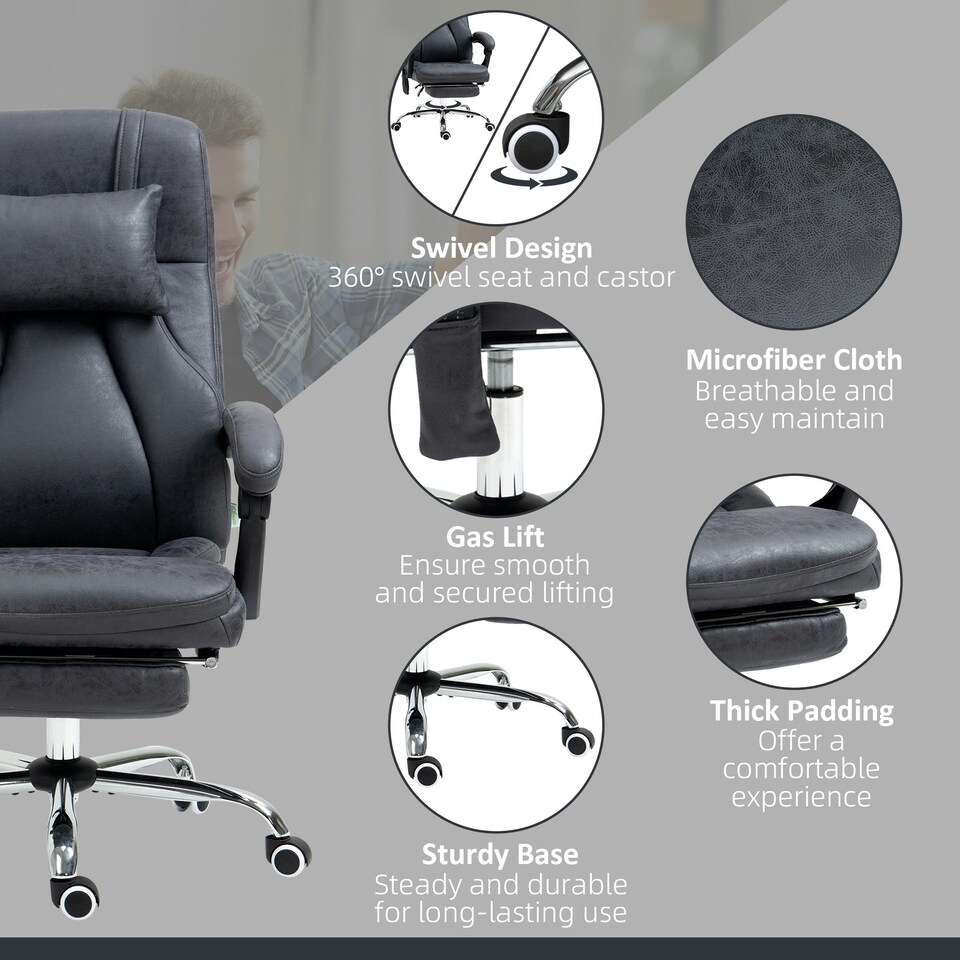 image 1 of Vinsetto High Back Massage Office Chair with Vibration Point Headrest Remote