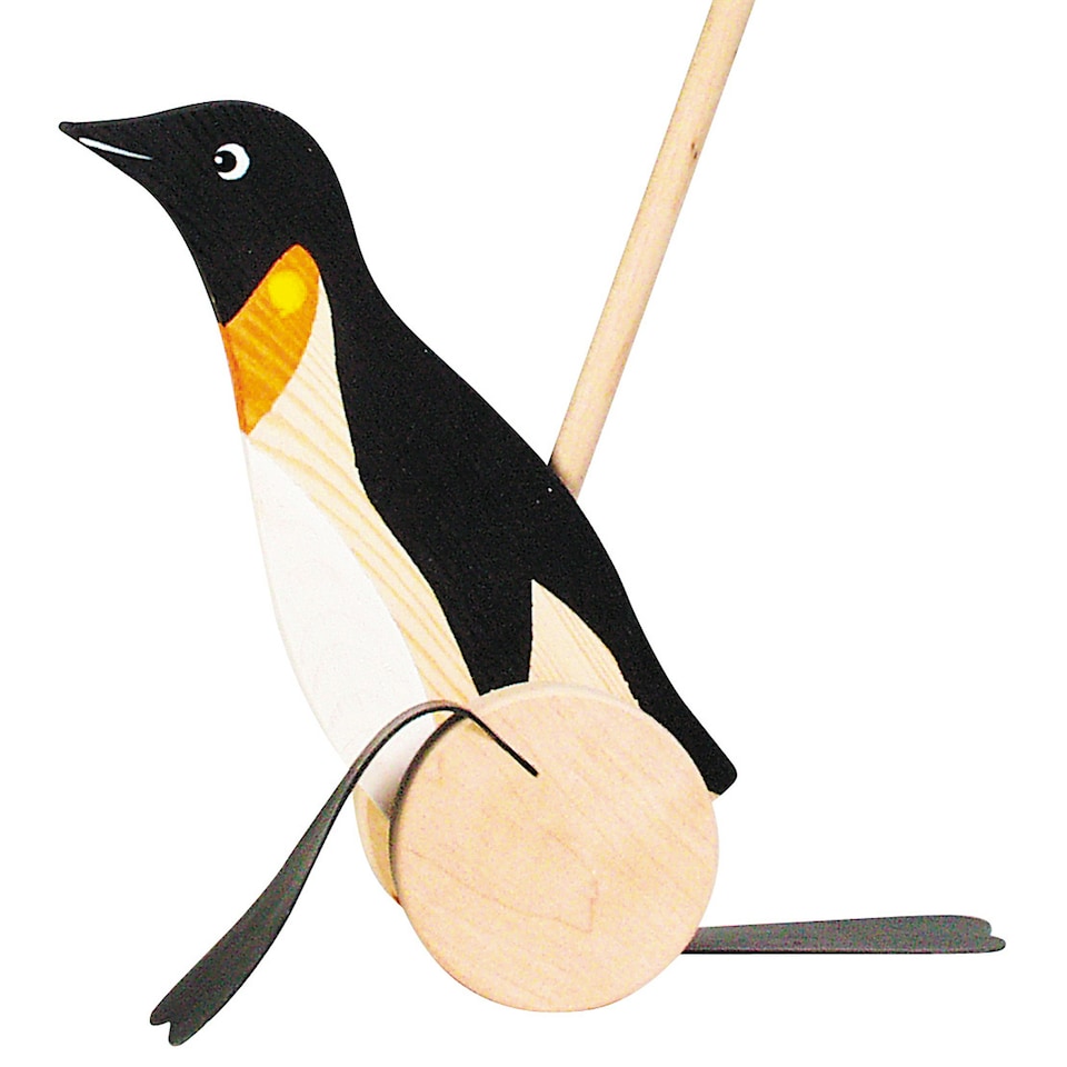 Goki 22 cm Wooden Push Along Penguin