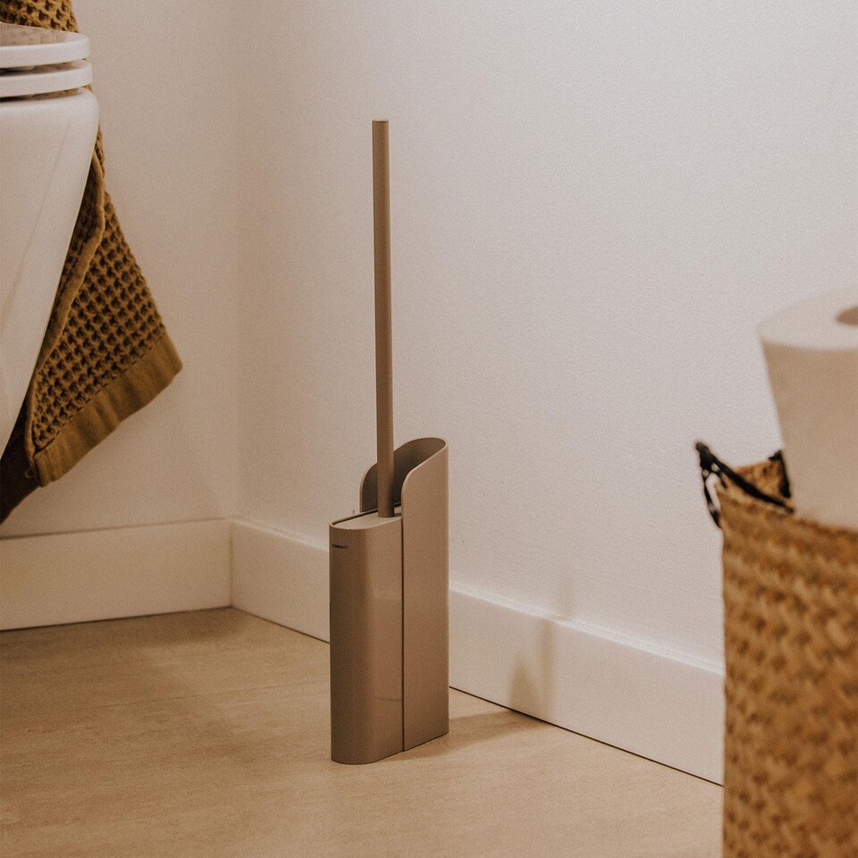 image 1 of COSMIC Silicone Toilet Brush, Floor or Self-Adhesive Copper PVD, Flat Collection