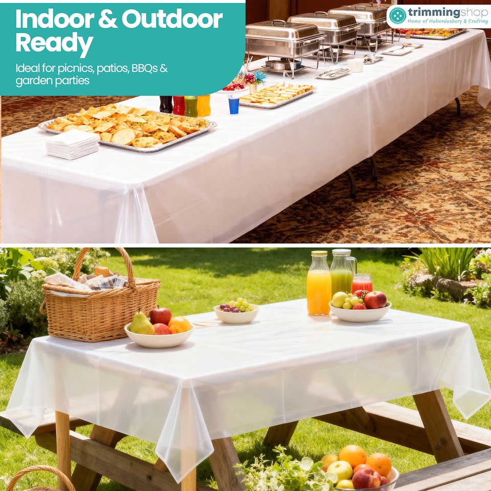 image 1 of Disposable Plastic Table Cover, Table Liner - 54" x 72"