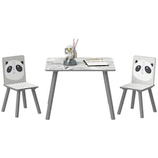 ZONEKIZ Kids Table and Chairs, Childrens Desk with 2 Chairs, Pink 