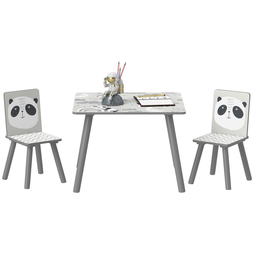image 1 of ZONEKIZ Kids Table and Chairs, Childrens Desk with 2 Chairs, Pink 