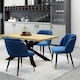 image 7 of Set of 2 Milano Velvet Dining Chairs with Stylish Ribbed Back Design, Black Metal Legs with Silver Tips | Blue | Gold End Tips