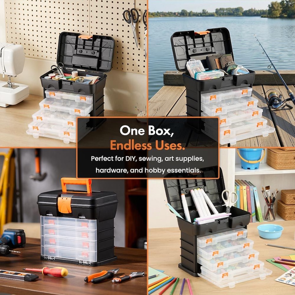 image 1 of VonHaus Multi-purpose Utility Tool Box with 4 Removable Trays
