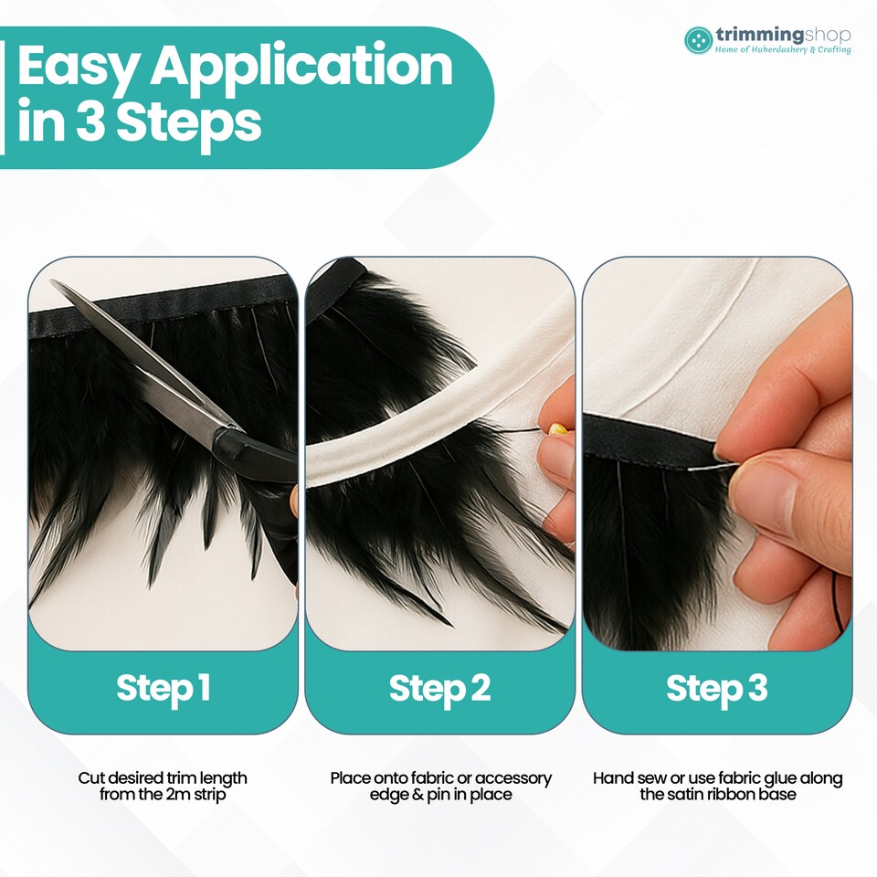 image 1 of Trimming Shop 2M Rooster Hackle Feather Fringe Trim for Creative Projects