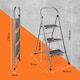 image 2 of VonHaus 3 Step Steel Folding Step Ladder with Anti Slip Feet