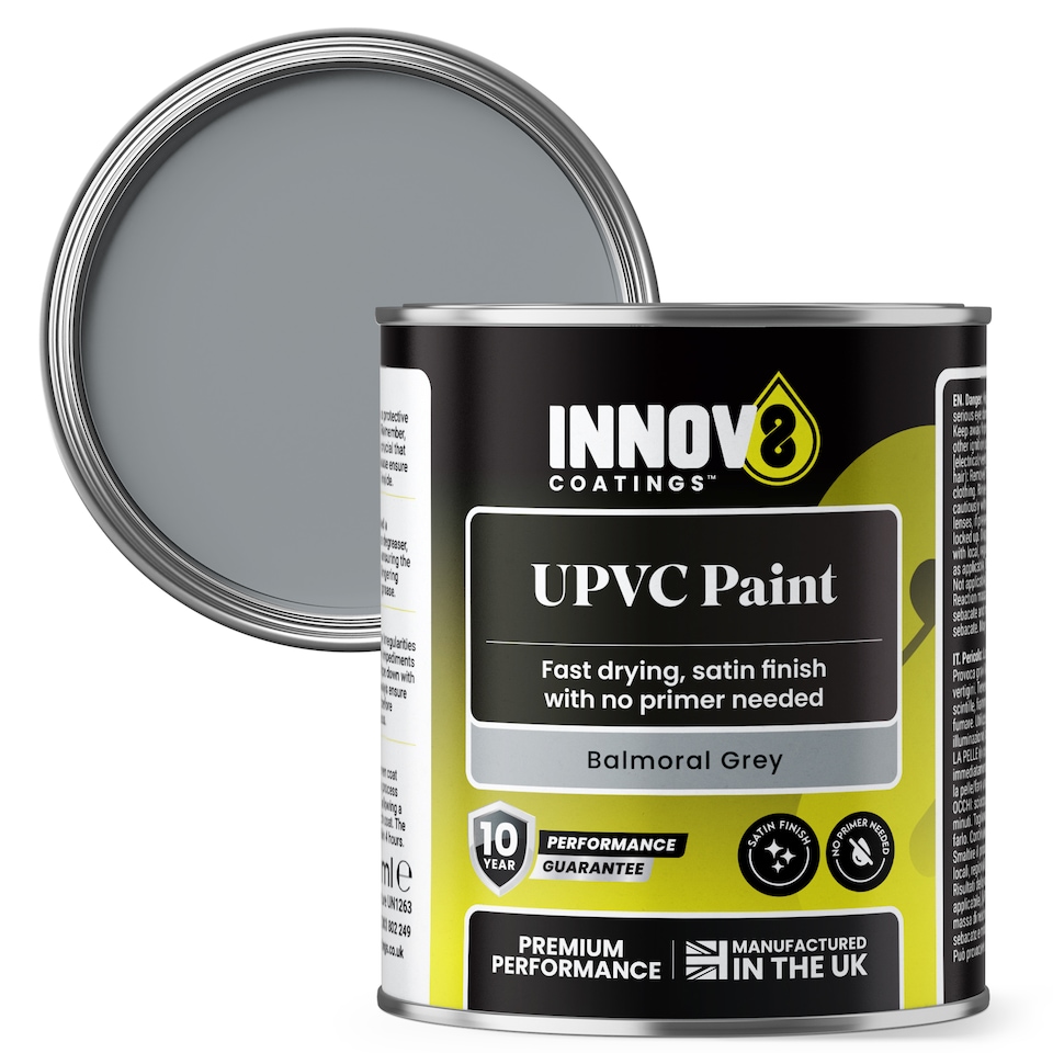 image 1 of Innov8 Coatings uPVC Paint 250ml Satin Finish - Plastic Door & Window Frame Paint - Balmoral Grey
