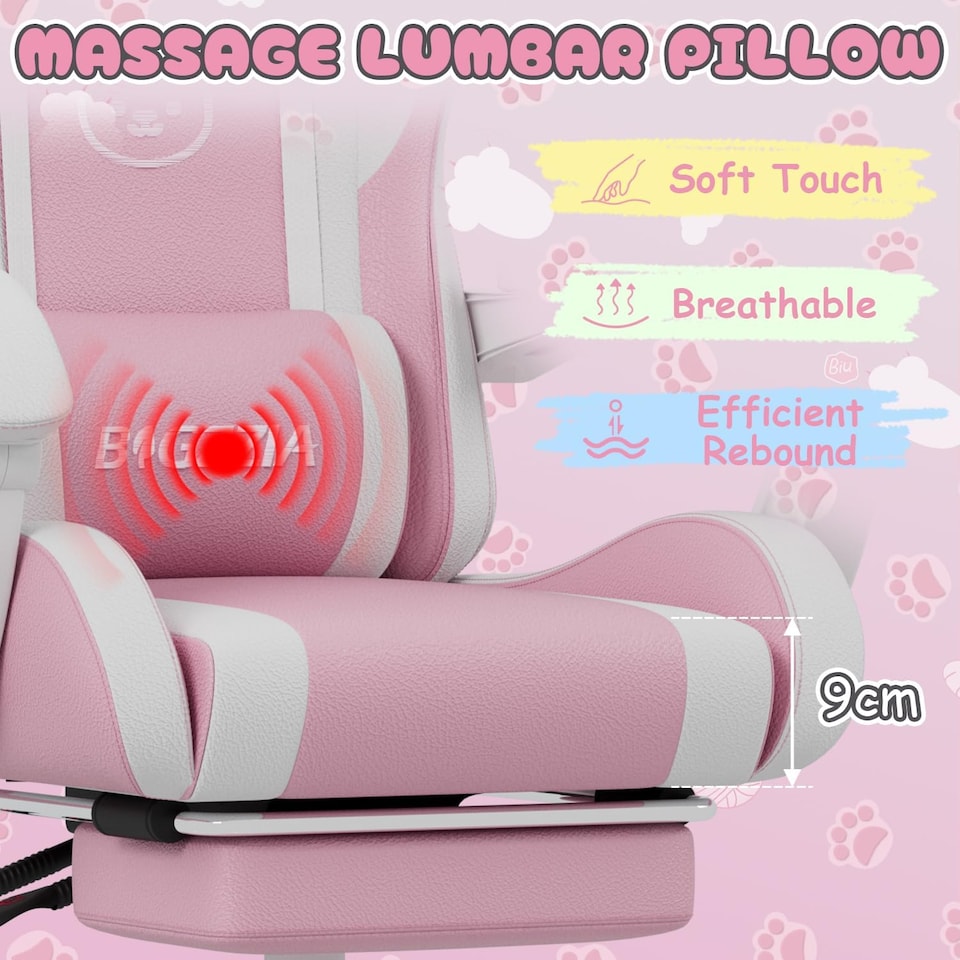 image 1 of Rattantree Ergonomic Gaming Chair with Massage Support & Footrest