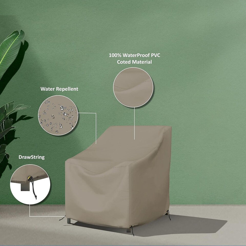 image 1 of Covers&All Outdoor Chair Covers, 12 Oz Waterproof & UV-Resistant Cover Max Fabric, Suitable for Indoors / Outdoors, 36 in L x 37 in W x 36 in H, Beige