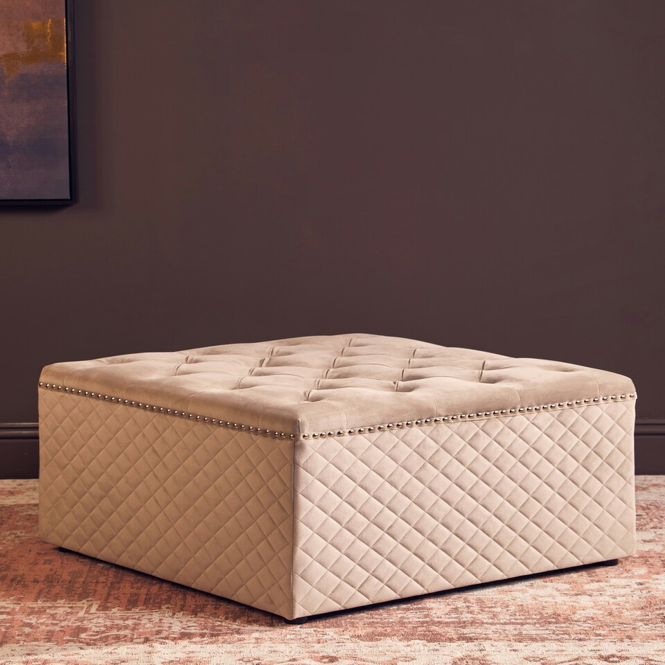 image 1 of Interiors by Premier Square Mink Velvet Ottoman Brown