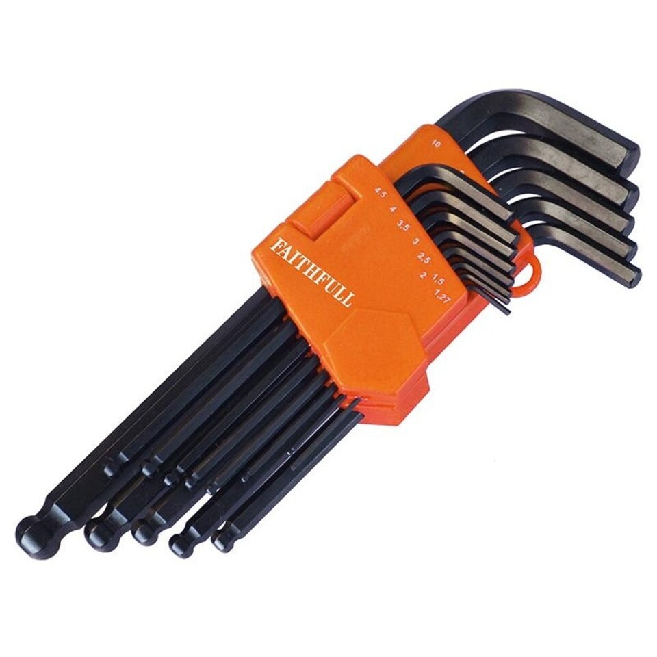 Faithfull Metric Ball End Long Arm Hexagon Key Set, 13 Piece - Multi Colour - One Size