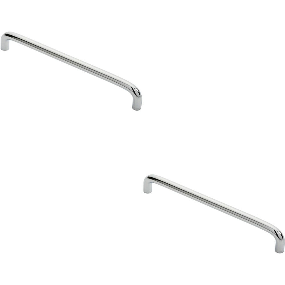 Loops 2x Round D Bar Cabinet Pull Handle 202 x 10mm 192mm Fixing Centres Chrome