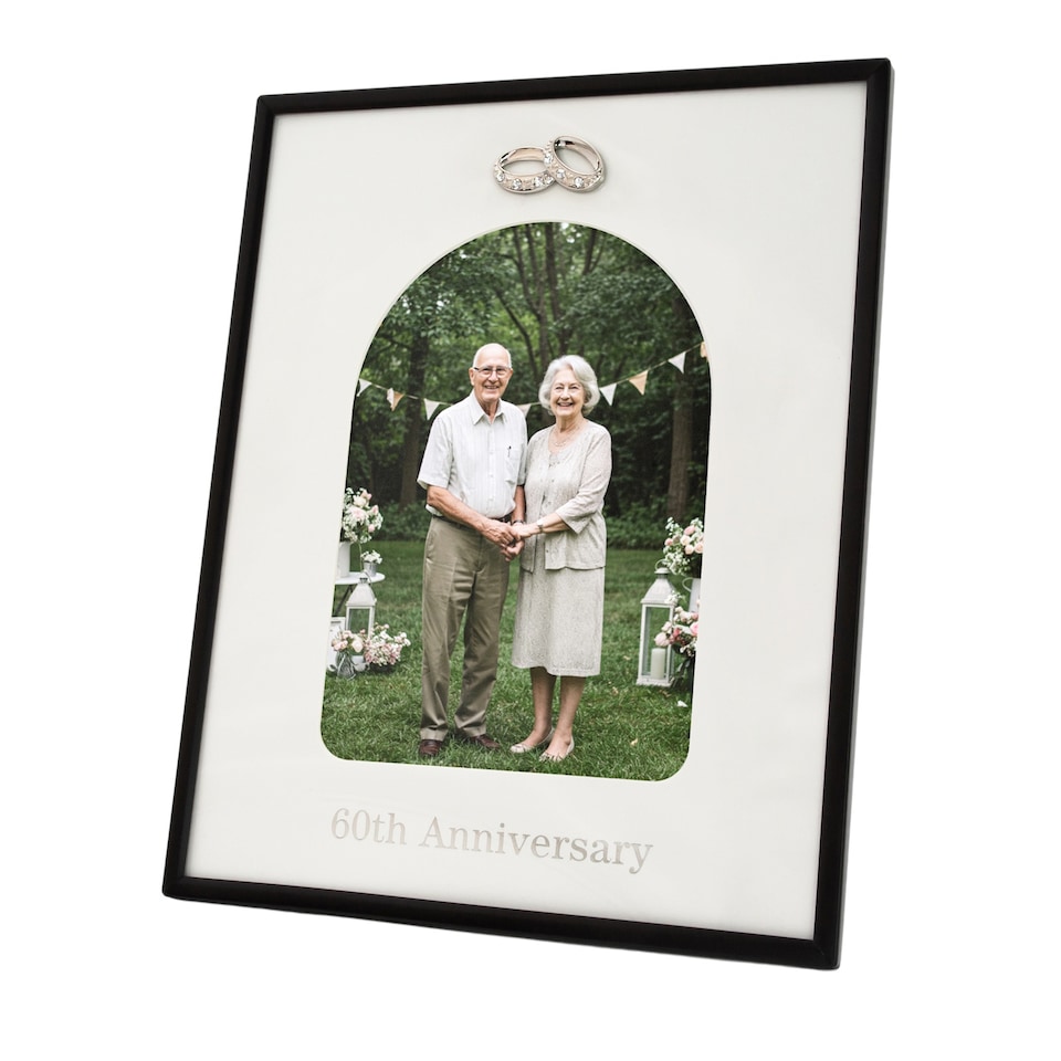 image 1 of 60th Anniversary Matte Black 5x7 Picture Frame with Diamante Rings | Black | One Size