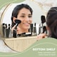 image 3 of kleankin Round Mirror for Wall Makeup Mirror with Shelf Natural Wood Effect
