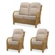 image 1 of Desser Viola Light Oak Rattan 2 Seater Sofa Set in Biscuit - Conservatory Sofa Suite