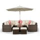 image 2 of Havana 8 Seat Rattan Corner Sofa Set with Coffee Table and 2 Stools | Brown | Brown