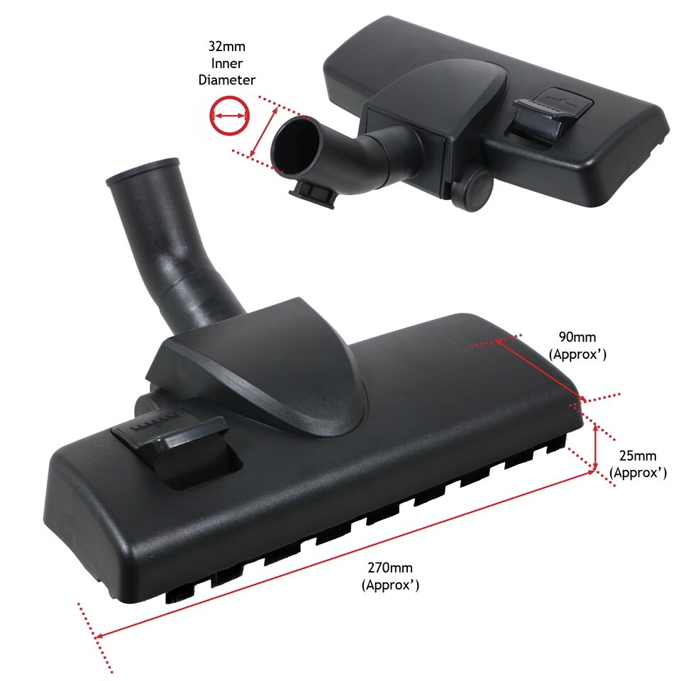 image 1 of SPARES2GO Extension Rod Tube + Floor Brush Tool Compatible with Miele C1 C2 C3 S4000 S5000 S8320 Cat & Dog Vacuum Cleaners (35mm)