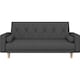 image 1 of Yaheetech Fabric Convertible Sofa Bed with 2 Bolster Pillows-Black