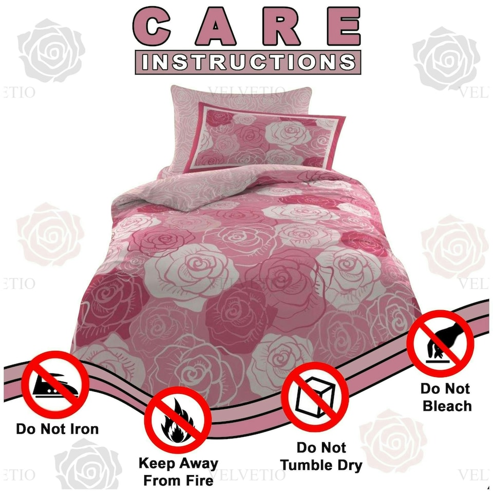 image 1 of VELVETIO Kids Roses Duvet Cover Set Soft Reversible Beddings Pink | Single