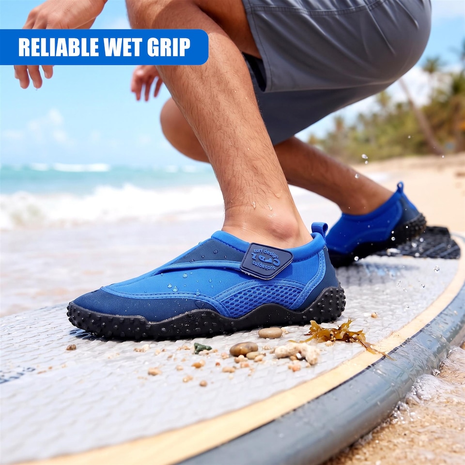 image 1 of GEEZY Aqua Water Shoes, Unisex, Beach Surfing Holidays - Blue, UK Adult 6