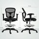 image 7 of HOMCOM Drafting Stool Chair with Adjustable Armrest for Standing Desk, Black Black