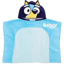 Bluey Kids Towel Poncho | Blue Cartoon Bath Towel with 3D Ears For Girls & Boys | TV Show Beach Swimwear Hooded Changing Robe | Cosy Swimwear Merchandise Gift for Children