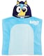 image 1 of Bluey Kids Towel Poncho | Blue Cartoon Bath Towel with 3D Ears For Girls & Boys | TV Show Beach Swimwear Hooded Changing Robe | Cosy Swimwear Merchandise Gift for Children