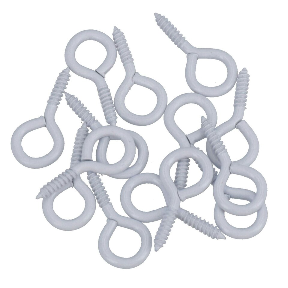 image 1 of Screw Eye Hooks Fasteners Picture Curtain Hanger 8mm Hook 30mm Length 14pc
