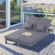 image 1 of Outsunny Double Rattan Sun Lounger, Garden Daybed with 5-Level Adjustable Backrest, Outdoor Lounge Sunbed with Cushion and Pillows, 2 Seater Wicker Patio Furniture, Grey